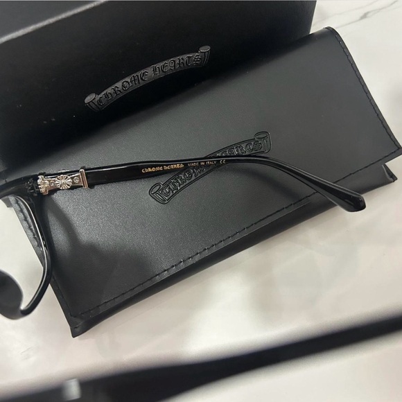 Black and Blue Chrome Hearts Eyeglasses with Case - Picture 6 of 7